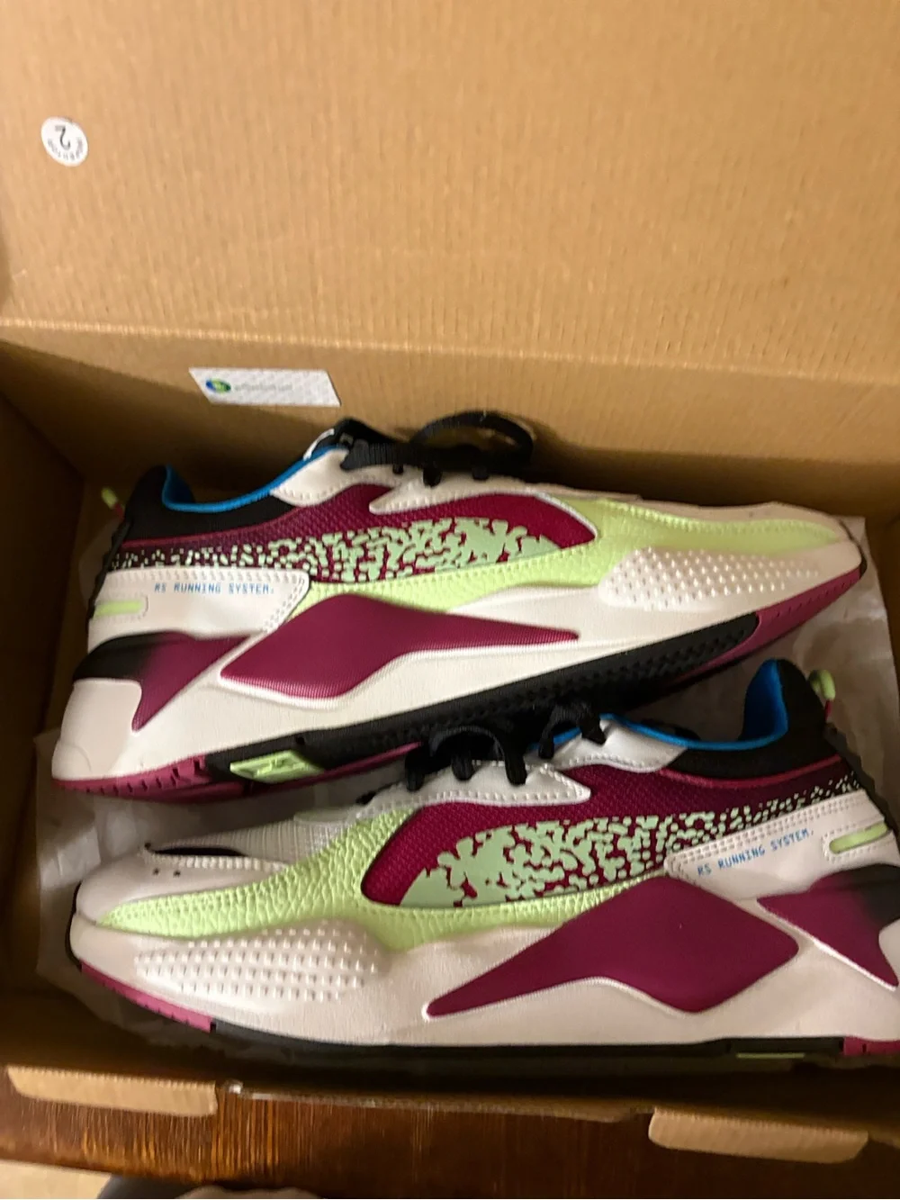 PUMA RS-X Blaster Men’s Low Top Mesh Lace-Up Sneakers White Lime size 11.5 - Picture 8 of 10